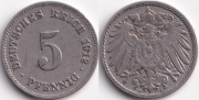 Германия 5 пфеннигов 1912 J