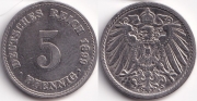 Германия 5 пфеннигов 1899 A