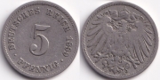 Германия 5 пфеннигов 1899 J