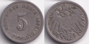 Германия 5 пфеннигов 1893 D
