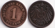 Германия 1 пфенниг 1907 E