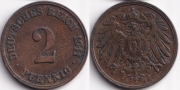 Германия 2 пфеннига 1911 J