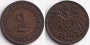 Германия 2 пфеннига 1911 G