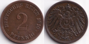 Германия 2 пфеннига 1910 G