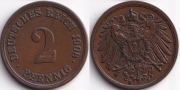 Германия 2 пфеннига 1908 F