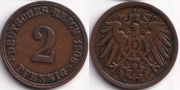 Германия 2 пфеннига 1908 A