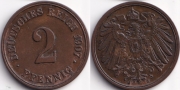 Германия 2 пфеннига 1907 J