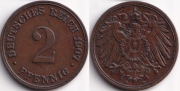 Германия 2 пфеннига 1907 D