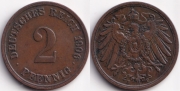 Германия 2 пфеннига 1906 F
