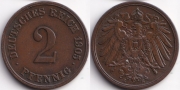 Германия 2 пфеннига 1905 E