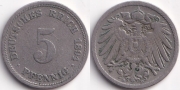 Германия 5 пфеннигов 1894 D