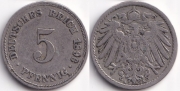 Германия 5 пфеннигов 1896 A