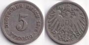 Германия 5 пфеннигов 1896 F