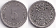 Германия 5 пфеннигов 1898 D
