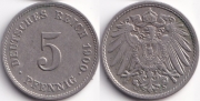 Германия 5 пфеннигов 1900 J