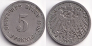 Германия 5 пфеннигов 1902 E