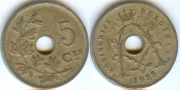 Бельгия 5 сантимов 1925 Belgie