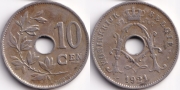 Бельгия 10 сантимов 1921